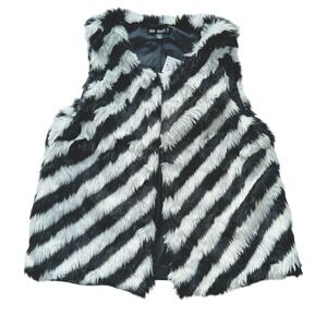 Say What? Zebra Faux Fur Vest Black White Hook Eye Size XL NWT Statement Piece‎